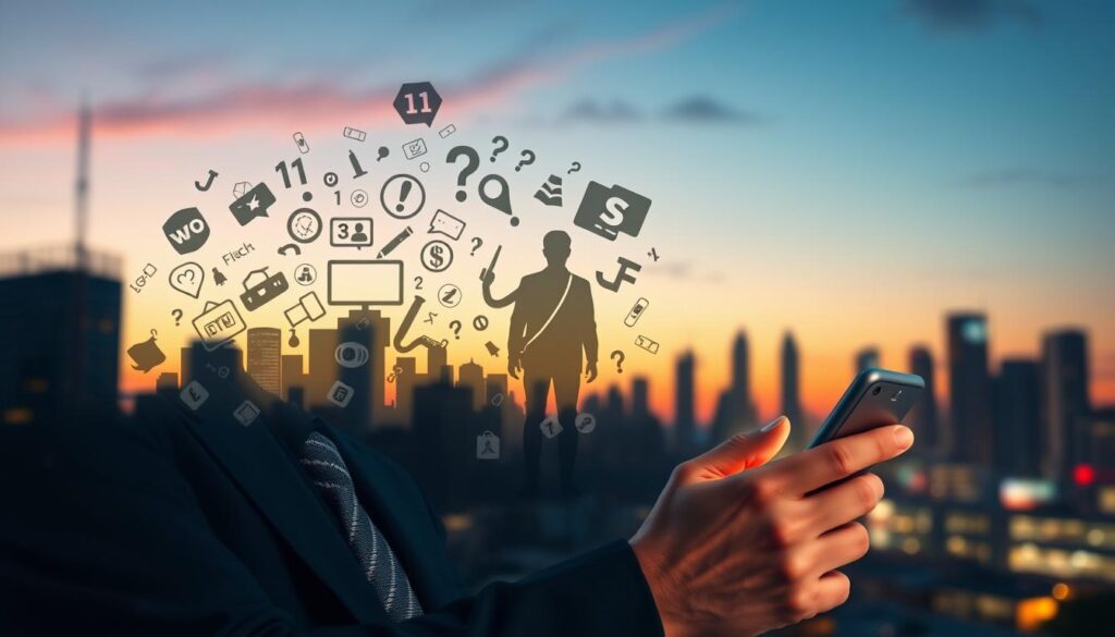 A thoughtful illustration depicting the risks and pitfalls of IPTV, designed for a professional article. In the foreground, a concerned individual in business attire examines a digital device, with visible patterns of binary code and warning signs like exclamation points subtly emanating from the screen. The middle layer features a stylized representation of a chaotic IPTV landscape, including icons for streaming services and legal symbols, juxtaposed against shadowy figures representing fraud. The background showcases a city skyline at dusk, with a blend of warm and cool lighting to create a blend of optimism and caution. Use a shallow depth of field to focus on the individual while blurring the chaotic elements, resulting in an atmosphere of vigilance and awareness. A thoughtful illustration depicting the risks and pitfalls of IPTV, designed for a professional article. In the foreground, a concerned individual in business attire examines a digital device, with visible patterns of binary code and warning signs like exclamation points subtly emanating from the screen. The middle layer features a stylized representation of a chaotic IPTV landscape, including icons for streaming services and legal symbols, juxtaposed against shadowy figures representing fraud. The background showcases a city skyline at dusk, with a blend of warm and cool lighting to create a blend of optimism and caution. Use a shallow depth of field to focus on the individual while blurring the chaotic elements, resulting in an atmosphere of vigilance and awareness.